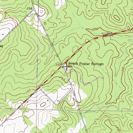Topographic Map of South Poplar Springs Church, GA