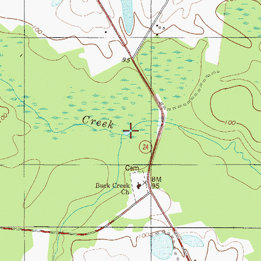 Topographic Map of South Prong Buck Creek, GA