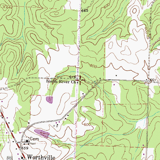 Topographic Map of South River Church, GA