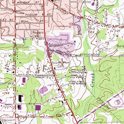 Topographic Map of South View Cemetery, GA