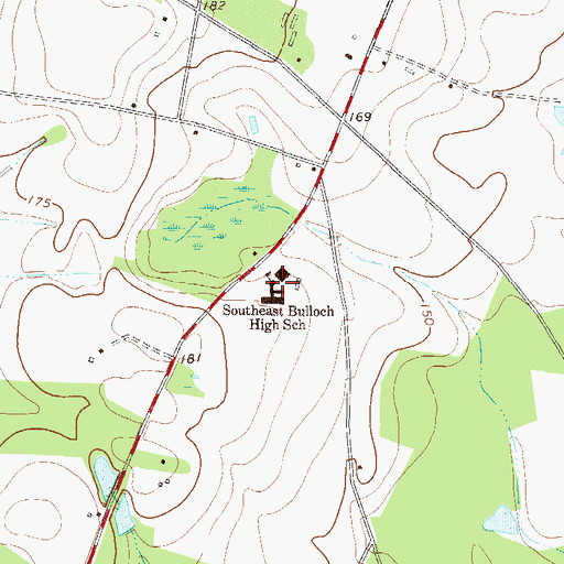 Topographic Map of Southeast Bulloch High School, GA