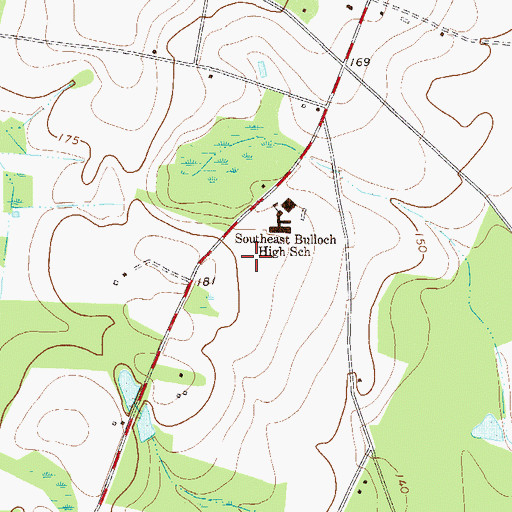 Topographic Map of Southeast Bulloch Middle School, GA