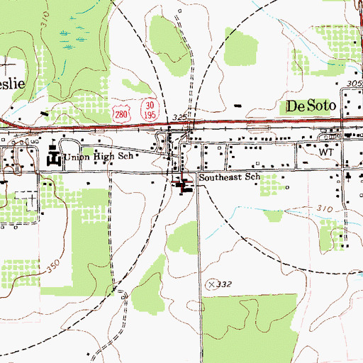 Topographic Map of Southeast School, GA