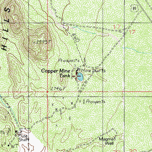 Topographic Map of Copper Mine Tank, AZ