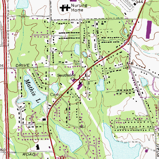 Topographic Map of Southside Church, GA