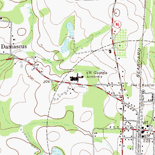 Topographic Map of Southwest Georgia Academy, GA