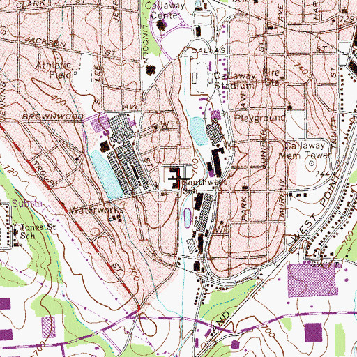 Topographic Map of Southwest School, GA