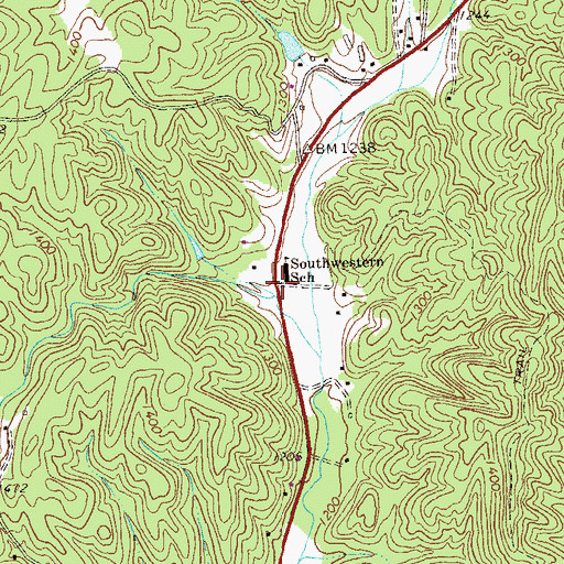 Topographic Map of Southwestern School, GA