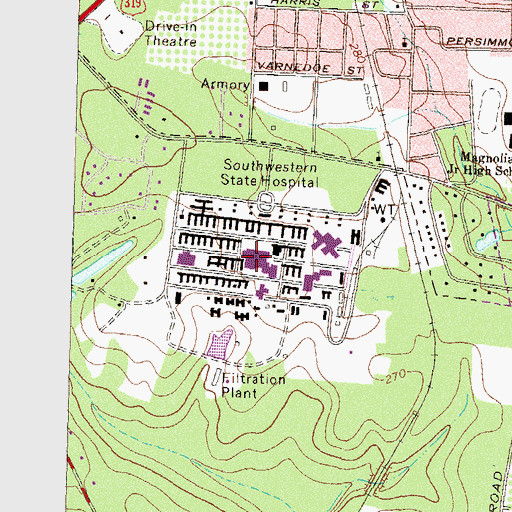 Topographic Map of Southwestern State Hospital, GA