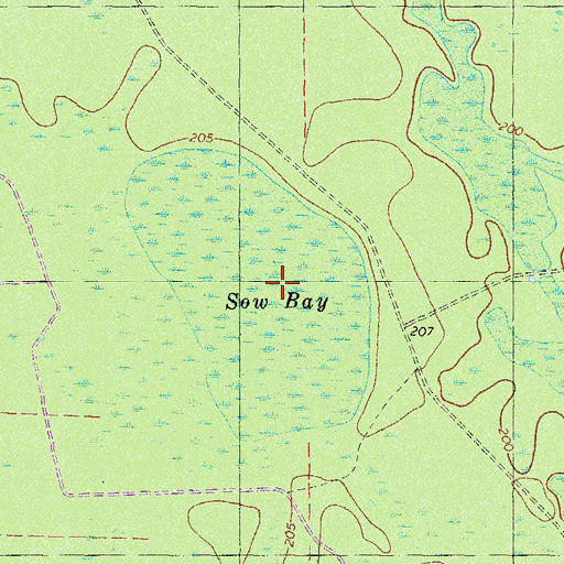 Topographic Map of Sow Bay, GA