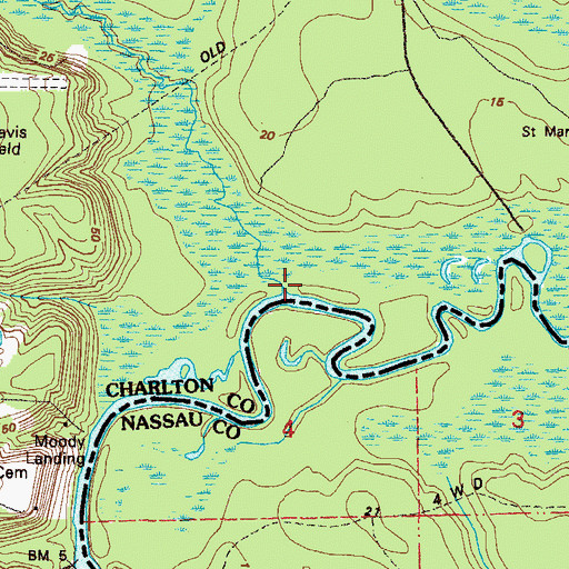 Topographic Map of Spanish Creek, GA