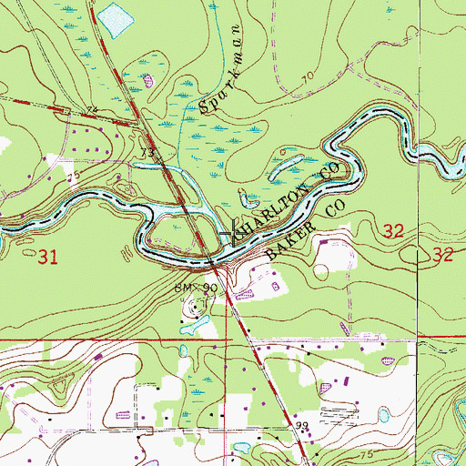 Topographic Map of Sparkman Creek, GA