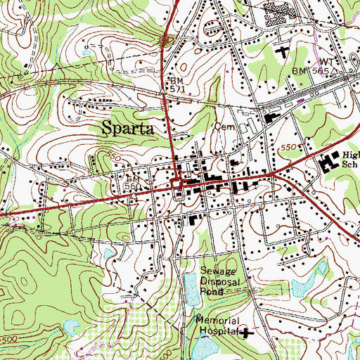 Topographic Map of Sparta, GA