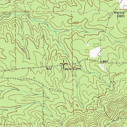 Topographic Map of Spear Cemetery, GA