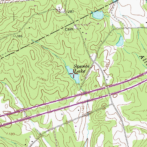 Topographic Map of Spence Lake, GA
