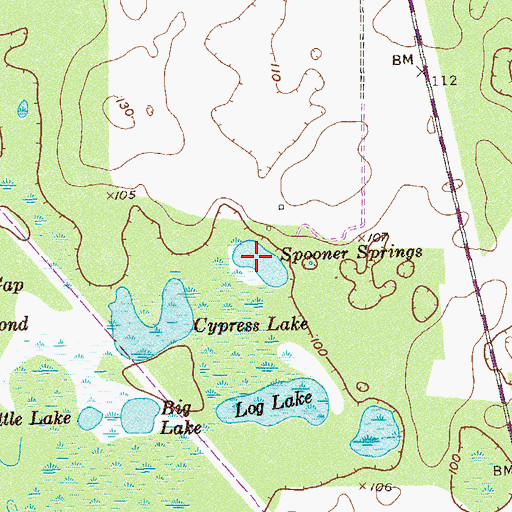 Topographic Map of Spooner Springs, GA