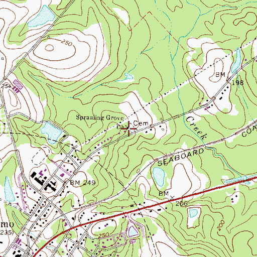 Topographic Map of Sprauling Grove Church, GA