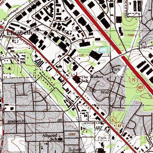 Topographic Map of Sprayberry High School, GA