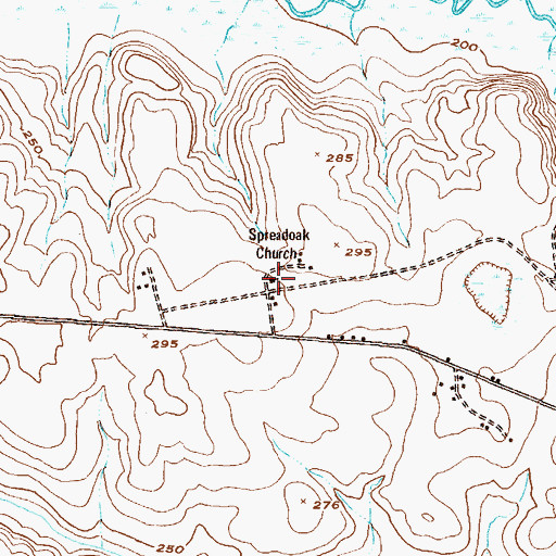 Topographic Map of Spreadoak Church, GA