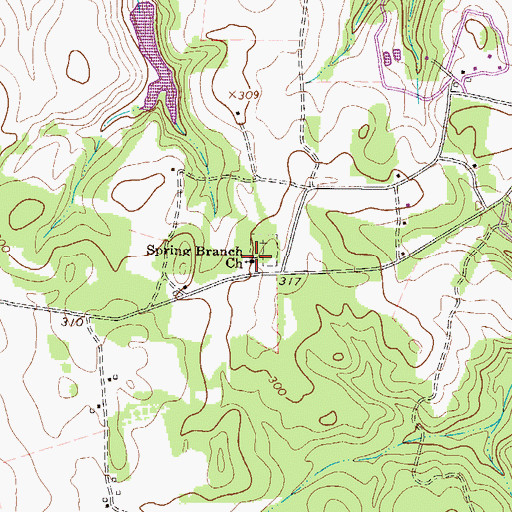 Topographic Map of Spring Branch Church, GA