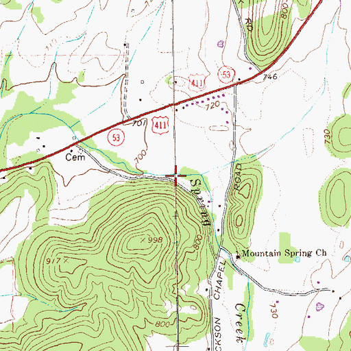 Topographic Map of Spring Creek, GA