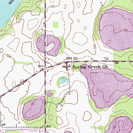 Topographic Map of Spring Creek Church, GA