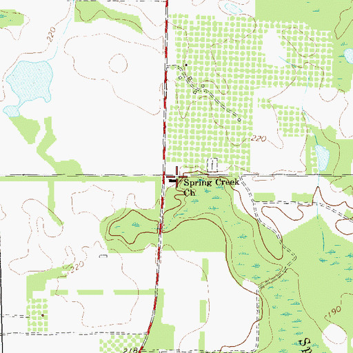 Topographic Map of Spring Creek Church, GA