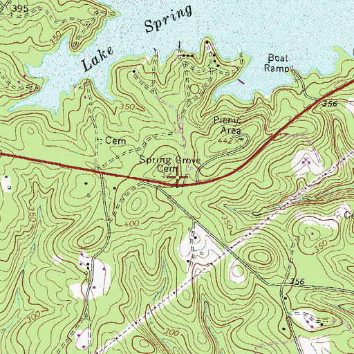 Topographic Map of Spring Grove Cemetery, GA