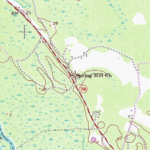 Topographic Map of Spring Hill Church, GA