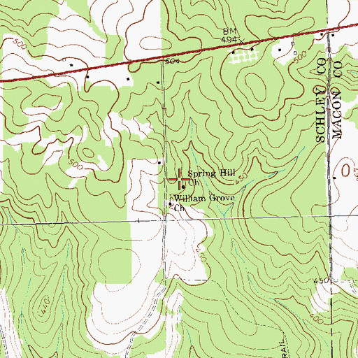 Topographic Map of Spring Hill Church, GA