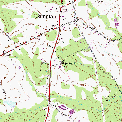 Topographic Map of Spring Hill Church, GA