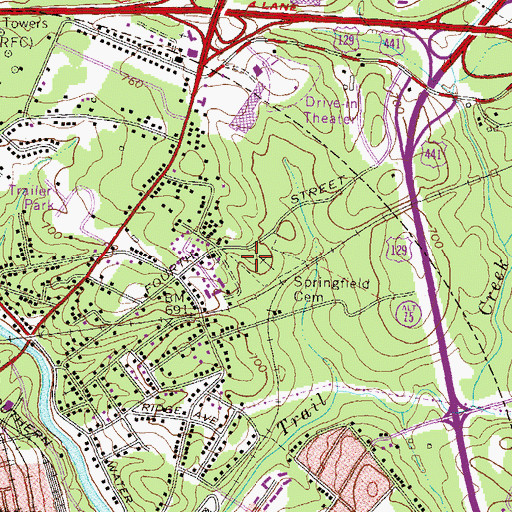 Topographic Map of Gospel Pilgrim Cemetery, GA