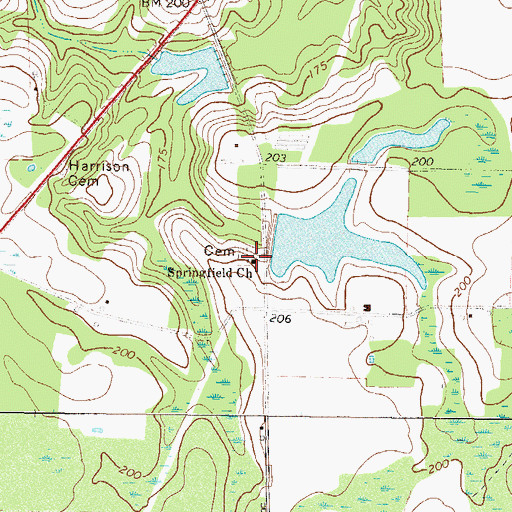 Topographic Map of Springfield Methodist Church, GA