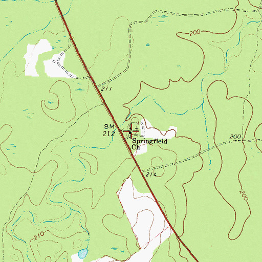 Topographic Map of Springfield Church, GA