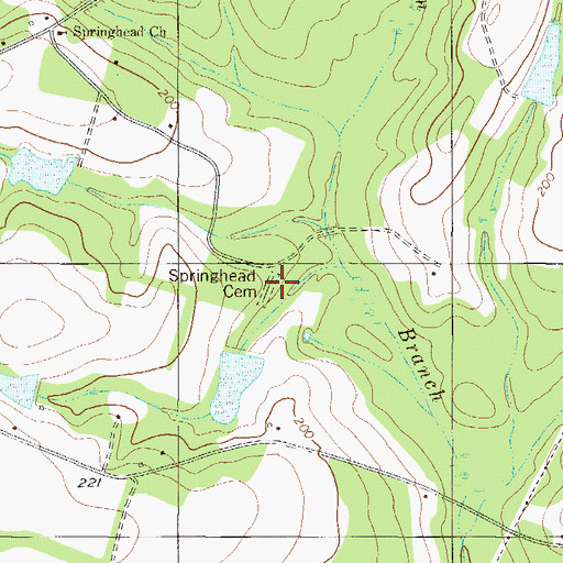 Topographic Map of Springhead Cemetery, GA