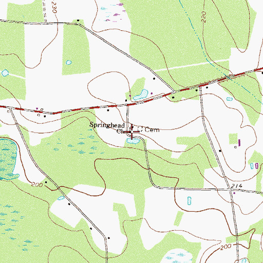 Topographic Map of Springhead Church, GA