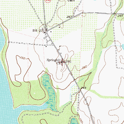 Topographic Map of Springhill Church, GA