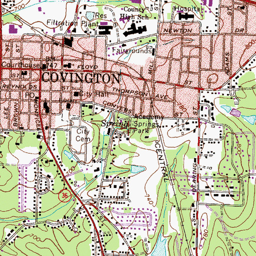 Topographic Map of Springs Park, GA