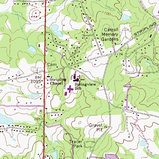 Topographic Map of Springview School, GA