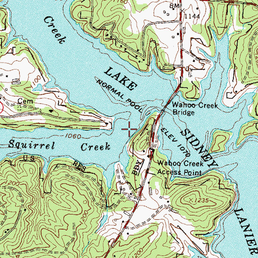 Topographic Map of Squirrel Creek, GA