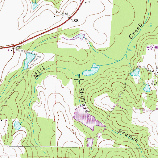 Topographic Map of Stafford Branch, GA