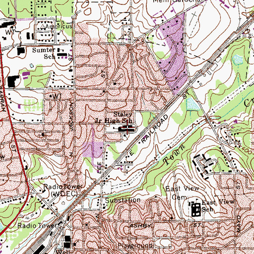 Topographic Map of Staley Middle School, GA