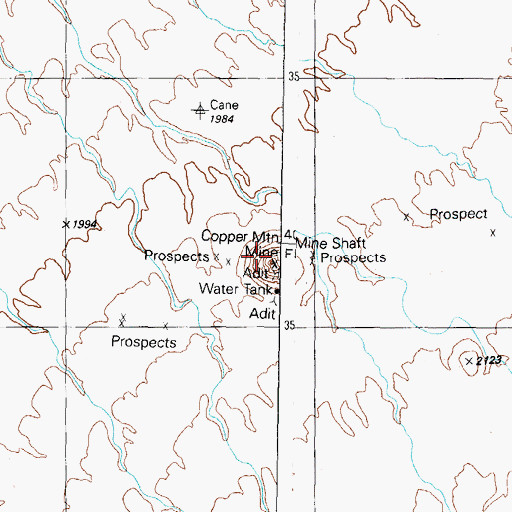 Topographic Map of Copper Mountain Mine, AZ