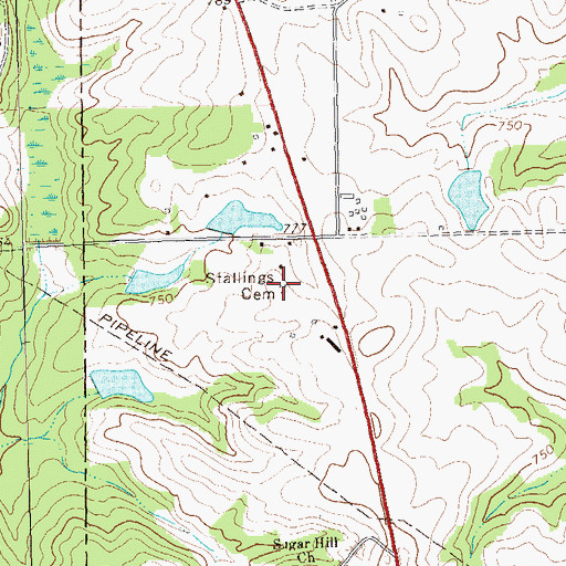 Topographic Map of Stallings Cemetery, GA