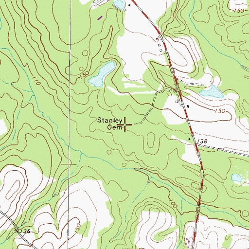 Topographic Map of Stanley Cemetery, GA