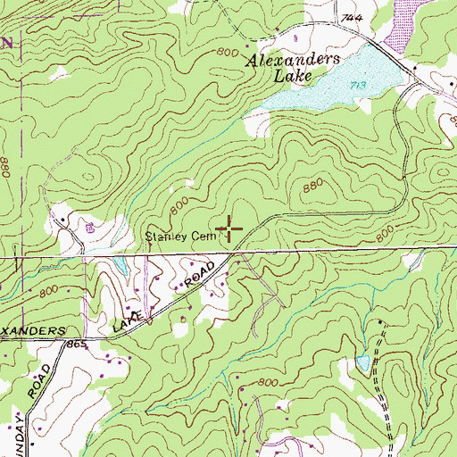 Topographic Map of Stanley Cemetery, GA