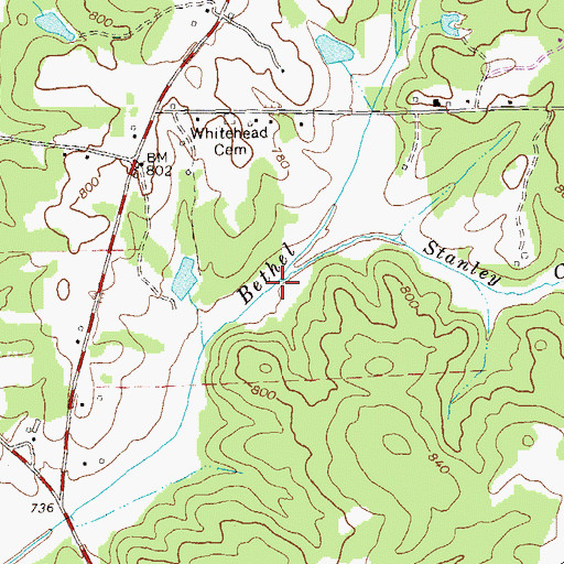 Topographic Map of Stanley Creek, GA