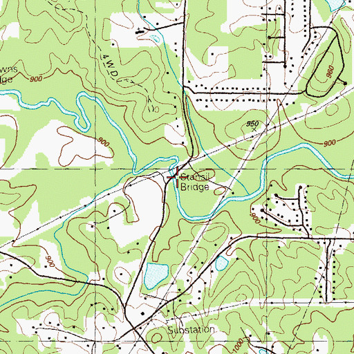 Topographic Map of Stansil Bridge, GA