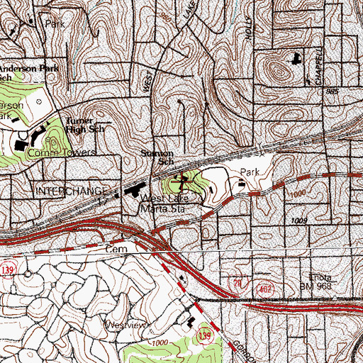 Topographic Map of F L Stanton Elementary School, GA