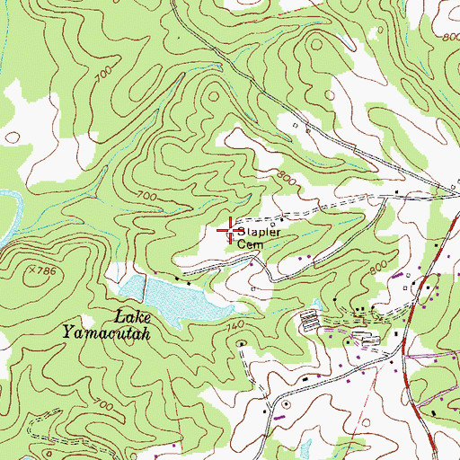 Topographic Map of Stapler Cemetery, GA